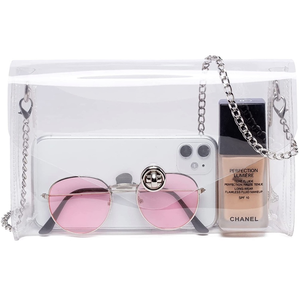 Soft Clear Purse with Silver Chain Strap